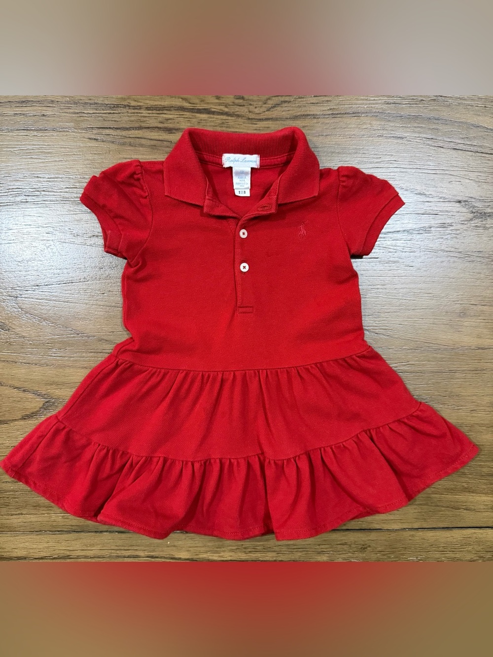 Ralph Lauren Red Polo Dress with Tiered Skirt